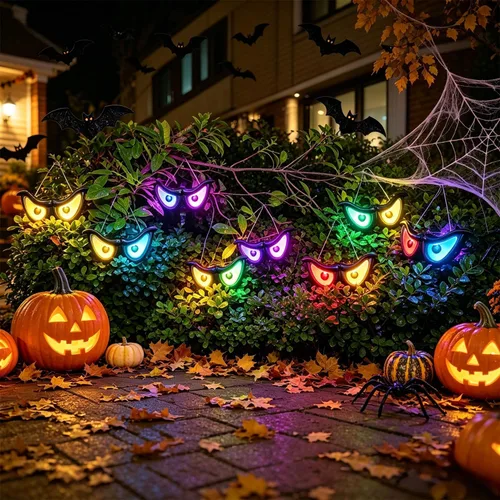 Vista 6 de WATERGLIDE - Luces intermitentes de ojos escalofriantes de Halloween, 5 pares de luces que funcionan con pilas, cambio de color automático