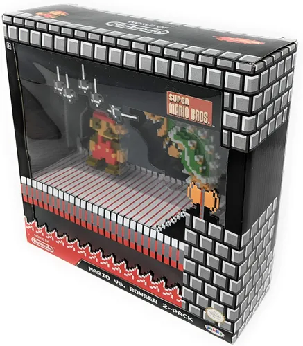 Vista 2 de World of Nintendo - Figura de acción clásica de Mario vs Bowser de 25 de 8 bits