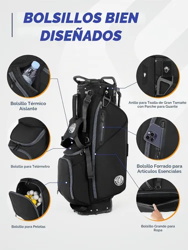 Vista 3 de Lightweight 7 Way Golf Stand Bag for Men Women, Upgrade Base Multi Pckets Cooler Pockets, Full-Length Dividers, Ergonomic Dual Strap Design