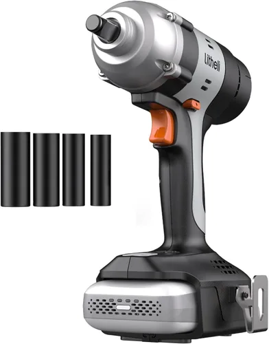 Vista 10 de LiTHELi Kit de llave de impacto inalámbrica de 20 V con batería de 2.0 Ah, pistola de impacto de anillo de cerdo de 1/2 pulgada, máximo 295