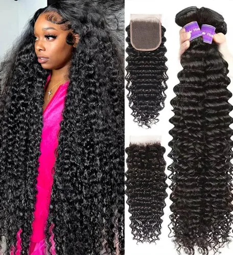 Vista 28 de Paquetes de Cabello Humano de Ondas Profundas （12 14 16 ）12A 100% Sin Procesar Cabello Humano Virgen Brasileño Profundo Rizado Tejido de Cabello
