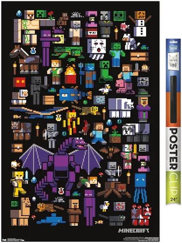 Vista 14 de Trends International Minecraft - Póster de pared de Mobbery, 14.725 x 22.375 pulgadas, versión con marco de madera tipo granero