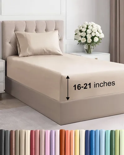Vista 30 de Juego de sábanas tamaño Queen con bolsillos extra profundos, sábanas transpirables y refrescantes de 4 piezas, ropa de cama de lujo para hotel
