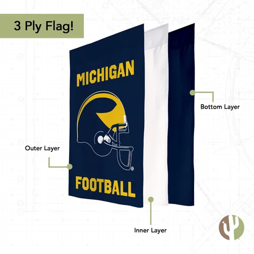 Vista 3 de Desert Cactus Bandera de jardín de la Universidad de Michigan UM – 19 x 12 pulgadas, bandera de Michigan Wolverines, para exhibición al aire libre