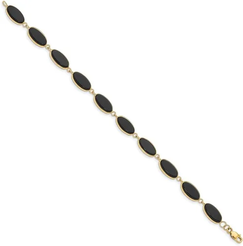 Vista 2 de Diamond2Deal 14k Yellow Gold Onyx 8.25in Bracelet For Women