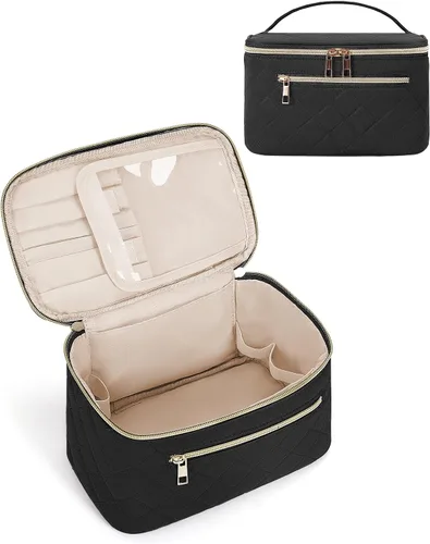 Vista 10 de Wandering Nature Bolsa de Maquillaje, Organizador de Maquillaje de Viaje, Estuche de Brochas Cosméticas para Mujeres en Cuero Vegano Ecológico, M
