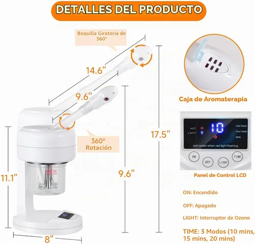 Vista 2 de Vaporizador facial de ozono con pantalla LCD para el cuidado