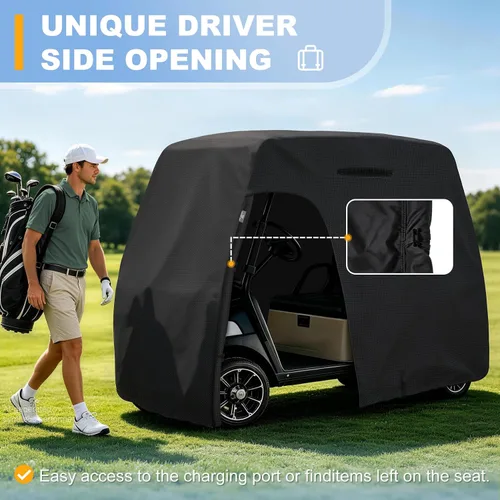Vista 5 de Explore Land Funda impermeable para carrito de golf universal, compatible con la mayoría de marcas, para 2/4/6 pasajeros Fits for EZGO/Club