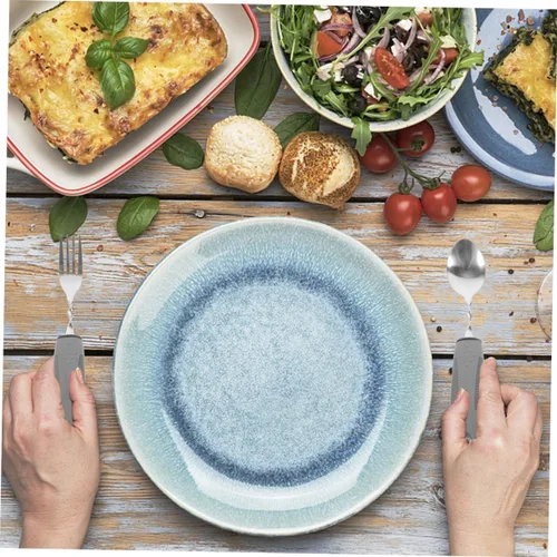 Vista 9 de SHOWERORO 6Pcs Weighted Utensil for Elderly Adaptive Tableware for Adults with Hand Tremors Non Slip Design Convenient Dining