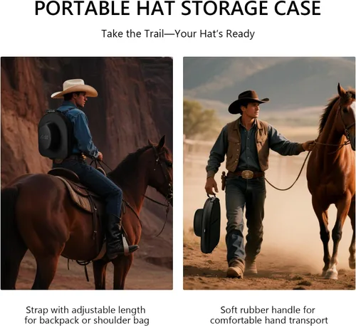 Vista 4 de Anysiny Caja para sombreros de viaje, a prueba de aplastamientos, estuche de viaje para sombreros de vaquero, caja de almacenamiento, organizador