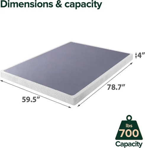Vista 3 de Zinus Walter - Base de colchón inteligente de metal de perfil estándar / Base para colchón / Soporte de listones de madera / Montaje fácil 2-Blanco