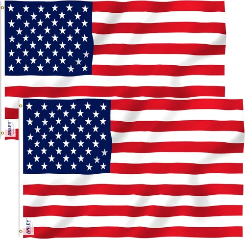 Vista 10 de Anley Fly Breeze - Bandera nacional estadounidense de poliéster de 3 x 5 pies, color vivo y a prueba de decoloración, cabecera de lona y doble