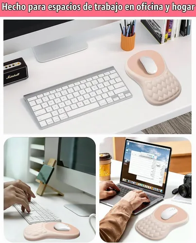 Vista 6 de Alfombrilla de mouse ergonómica con reposamuñecas, soporte de espuma viscoelástica con diseño de pendiente, superficie de licra lisa, base