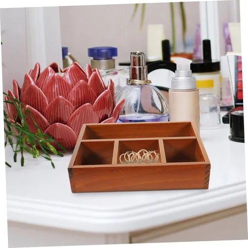 Vista 9 de Cabilock Bandeja de joyería dorada para perfumes, bandeja de tocador de tocador, compartimento de madera, organizador de maquillaje, solución