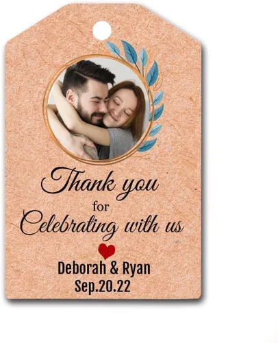 Vista 5 de Paquete de 120 etiquetas de papel y papel kraft personalizadas, etiquetas de regalo, novias personalizadas, etiquetas colgantes para celebración