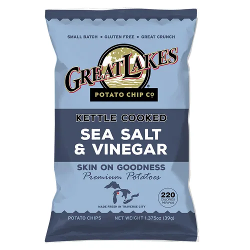 Vista 4 de Great Lakes Potato Chip Co. Bold - Patatas fritas cocidas con sal marina y vinagre, caja individual de tamaño aperitivo
