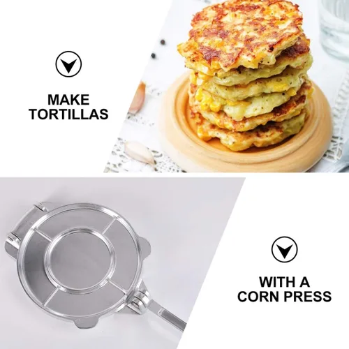 Vista 3 de Hemoton Prensa redonda de la tortilla de la aleación de aluminio, 20CM, plata