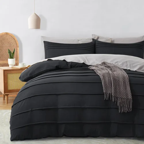 Vista 13 de Oli Anderson - Funda de edredón blanca tamaño Queen, funda de edredón plisada tamaño Queen, juego de ropa de cama texturizada suave y transpirable