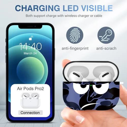 Vista 4 de Funda para Airpods Pro de 2ª Generación Caso 2022, Don't Touch Me para Airpods Pro 2 Funda con Llavero/Cordón Funda Suave Bonita Resistente a Golpes