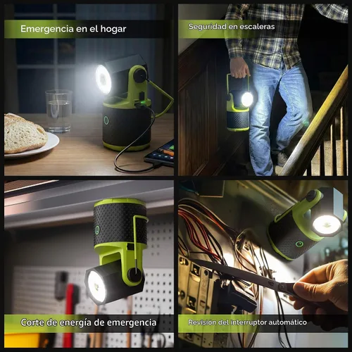 Vista 7 de CLAKAP Linterna LED para campamento, linterna recargable de 3000 lúmenes, linterna giratoria de 180°, luz de campamento portátil con cargador