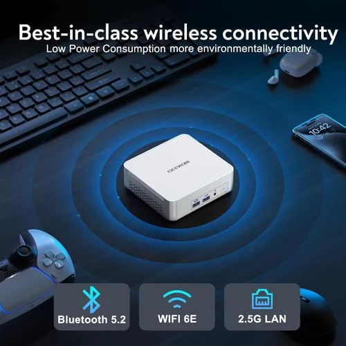 Vista 7 de GEEKOM Mini PC Gaming XT12 Pro, Intel i9-12900H, 32 GB de RAM y SSD de 1 TB Blanco frío