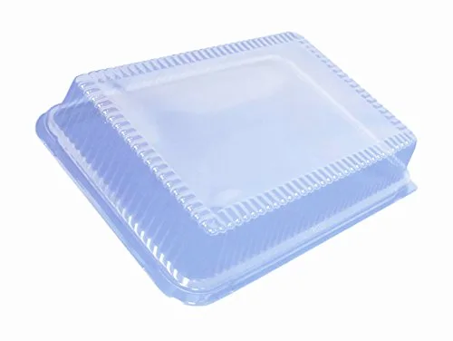 Vista 2 de Durable Packaging -P1200 Tapa de plástico baja para bandeja desechable de 1/4 tamaño pastel (paquete de 100)