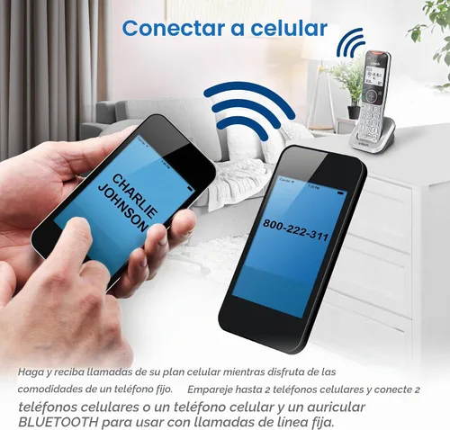 Vista 2 de VTECH VS112-3 DECT 6.0 - Teléfono inalámbrico Bluetooth 3 para el hogar con contestador, bloqueo de llamadas, identificador de llamadas Plateado