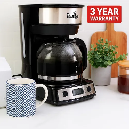 Vista 2 de Total Chef Cafetera de goteo – Cafetera programable de 12 tazas con olla de cristal, pausa y vertido, apagado automático, depósito de agua grande