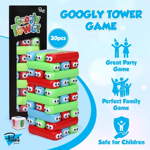 Vista 2 de Point Games Googly Tower - Juego de torre apilable con diseño divertido, rompecabezas de desarrollo e interactivo, habilidades estabilizadoras