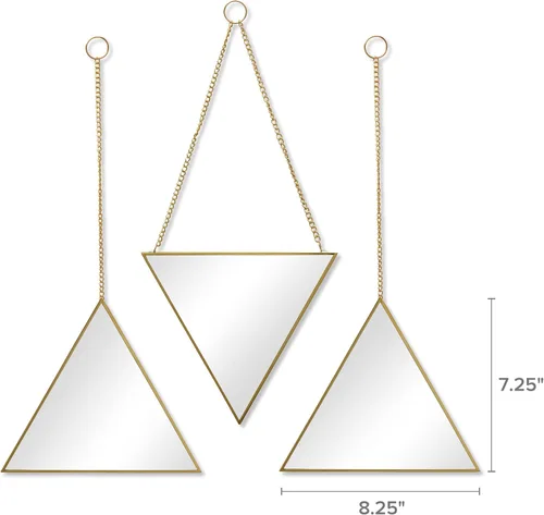 Vista 2 de Scott Living Espejos triangulares enmarcados con cadenas, juego de 3, dorado