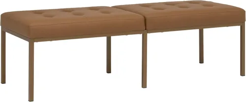 Vista 8 de Studio Designs Home Camber - Moderno comedor de 60 pulgadas con patas cromadas y piel sintética copetuda, banco de entrada o sala de estar