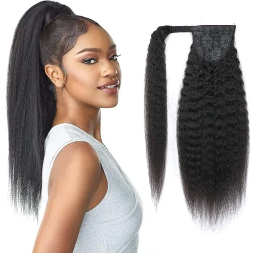 Vista 35 de Extensiones de cabello rizado para cola de caballo, cabello rizado para cola de caballo, extensión de cabello humano virgen brasileño