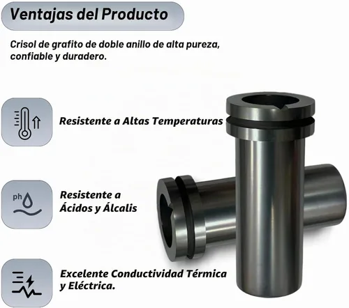 Vista 5 de Deruilong Crisol de grafito, crisol de grafito de alta pureza de 2.2 lbs/4.4 lbs, oro fundido, plata, cobre, molde de fundición de horno