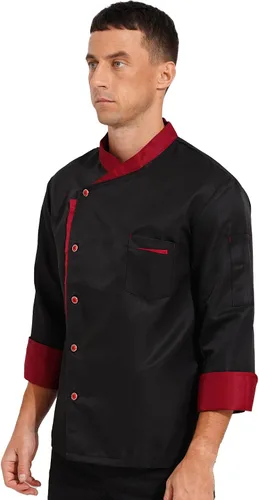 Vista 3 de Abrigo de chef unisex para hombre, chaqueta de chef de trabajo de doble botonadura