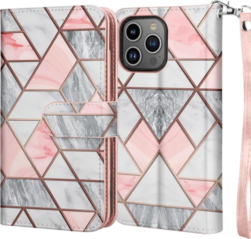 Vista 7 de Njjex Funda tipo cartera para iPhone 15 Pro Max de 6.7 pulgadas 2023, para iPhone 15 Pro Max, 9 ranuras para tarjetas, soporte de crédito