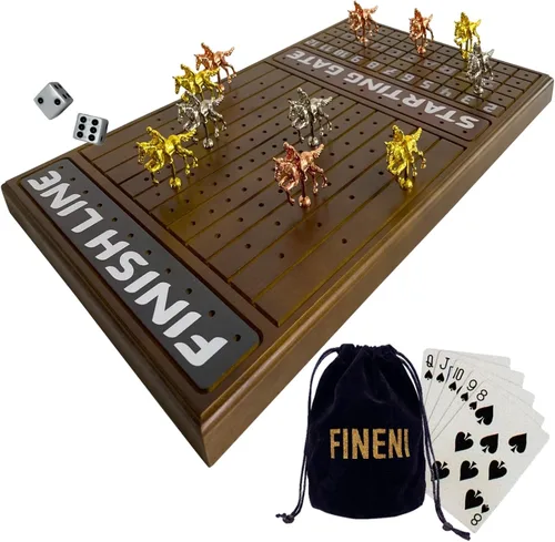 Vista 10 de Juego de carreras de caballos para adultos, juego de mesa de carreras de caballos con 11 lujosos caballos de metal (oro, plata, negro, oro rosa)