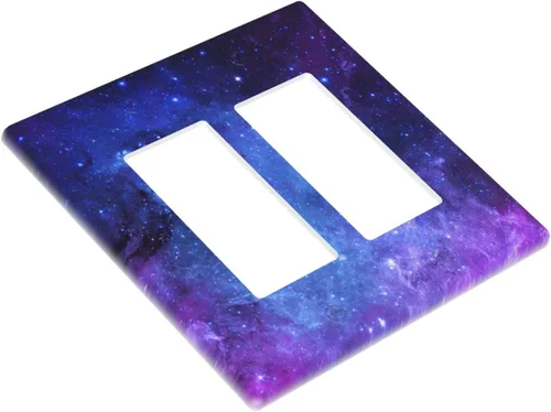 Vista 3 de Cubierta Decorativa para Interruptor de Luz Doble Basculante Galaxy, Placa de Pared de 2 Gang, Cubiertas de Tomas Eléctricas, Placa Frontal Galaxia