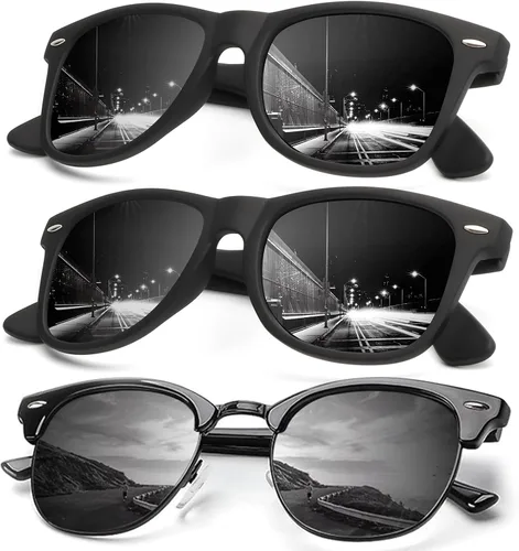 Vista 51 de KALIYADI - Gafas de sol polarizadas para hombres y mujeres unisex, marco semirretráctil, estilo retro, para conducir, con bloqueo UV