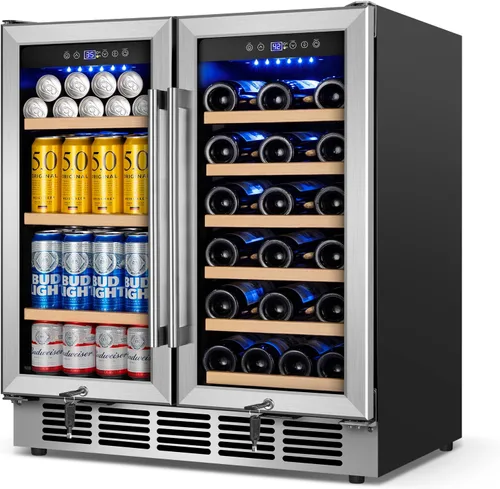 Vista 17 de Refrigerador de bebidas de 17 pulgadas de ancho – Enfriador de bebidas para 126 latas con puerta de vidrio Mini refrigerador de cerveza