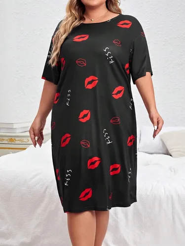 Vista 2 de Floerns Vestido de noche de manga corta con cuello redondo para mujer