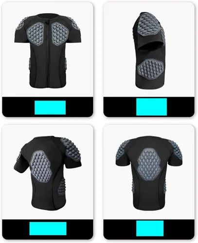 Vista 2 de Padded Compression Shirt for Kids YouthBoys Girls Padded Football Protective Shirts for Ski Paintball Baseball Rugby Hockey Soccer Skating