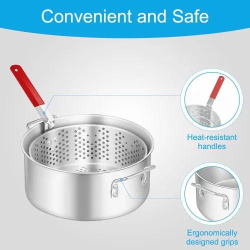 Vista 3 de Kit de freidora de pescado para exteriores de 10 cuartos de galón: olla de aluminio resistente y canasta de 6.7 cuartos de galón, freidora