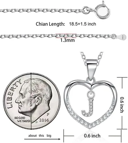 Vista 6 de ITS4YEO 925 Sterling Silver Infinity Heart Pendant Initial Necklaces Silver Necklace Zircon Pendant Necklaces for Women Jewelry Gift for Women Wife