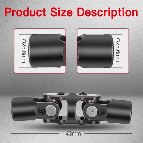 Vista 6 de CCIYU 3/4" Redondo -3/4" Redondo Liso Negro Dirección U-joint Doble 5.630 in Automotriz de acero universal del acoplador del eje de dirección