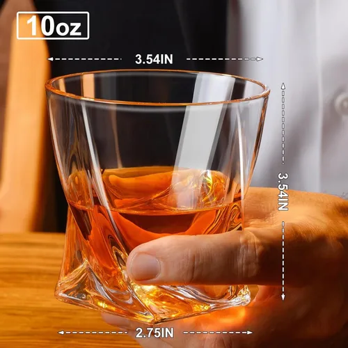 Vista 4 de PARACITY Juego de 2 vasos de whisky, vasos de cóctel Old Fashioned, vasos de whisky de 10 onzas, vasos de bourbon, vasos rocks para whisky escocés