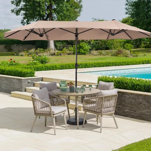 Vista 2 de HERA'S PALACE - Sombrilla de patio rectangular de 13 pies, sombrilla grande para exteriores con manivela, sombrilla de mesa para patio con potente