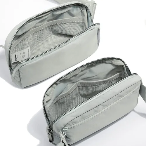 Vista 4 de ODODOS Minicangurera unisex con correa ajustable, para entrenamiento, correr, viajes o senderismo, gris claro3