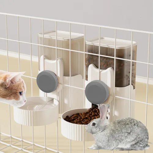 Vista 8 de kathson Juego de alimentador automático de gravedad de conejo, 35 onzas, dispensador automático de agua para alimentos, jaula para conejo Azul