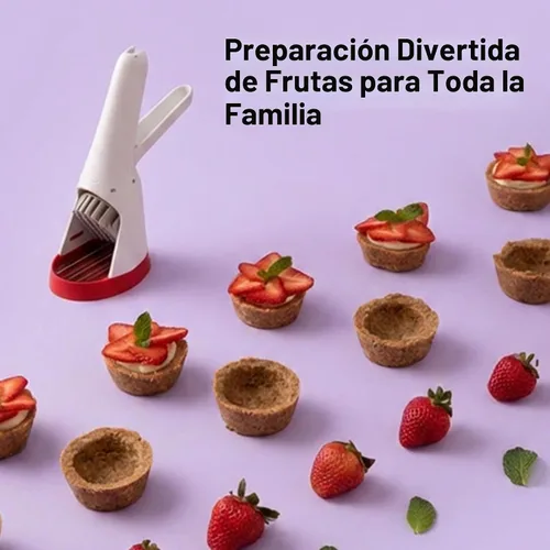 Vista 5 de Chef'n Rebanadora Manual Strawberry Slicester, Cereza/Merengue