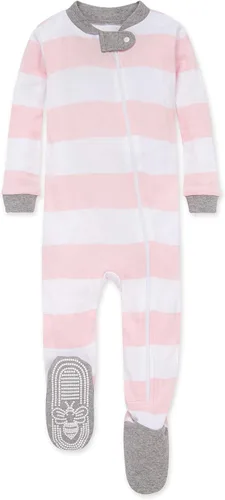 Vista 2 de Burt's Bees Baby Baby-girls - Pijama con pies y cremallera y conjunto de baberos, paquete de regalo, 100% algodón orgánico